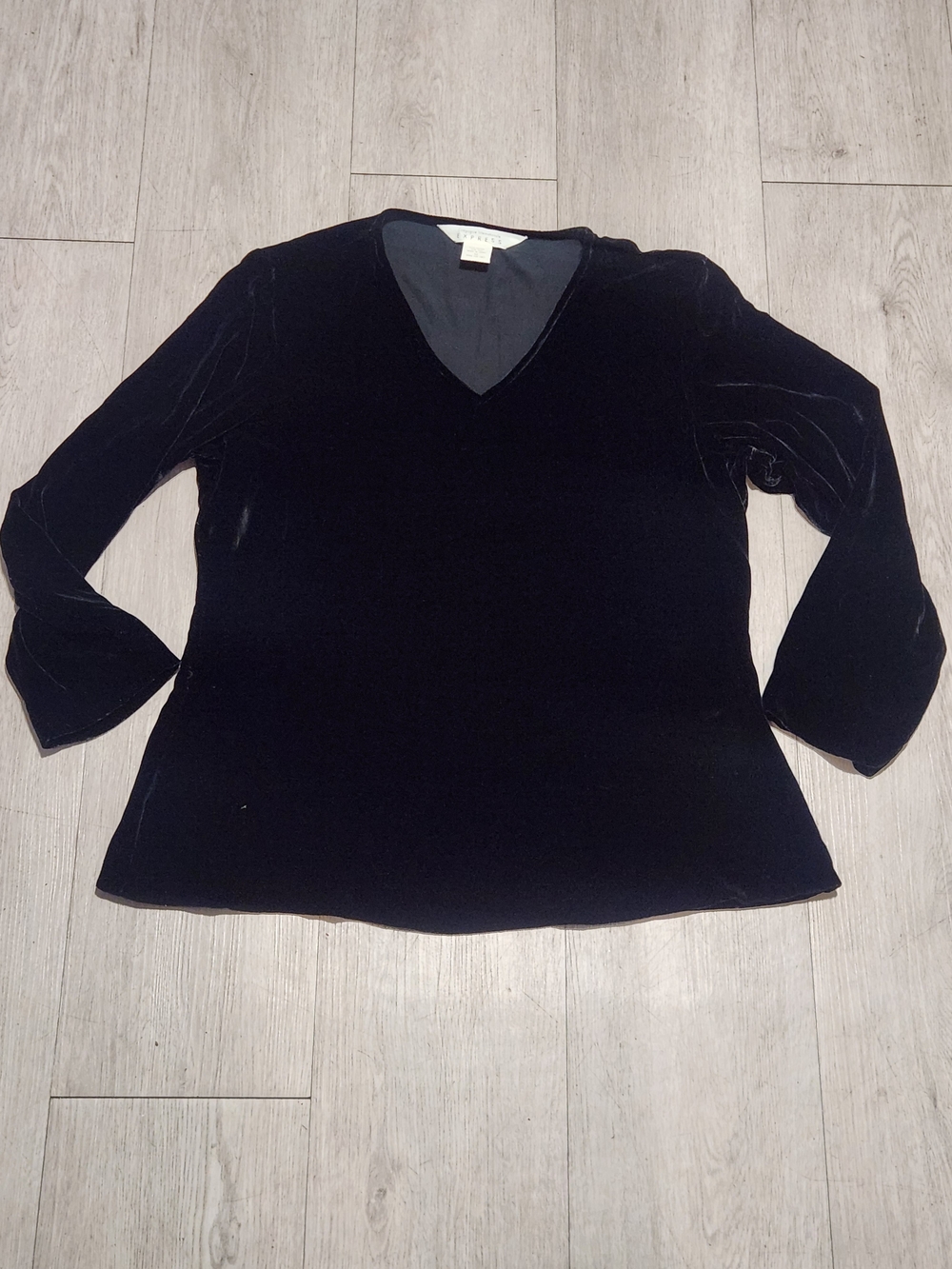 VTG 90s Compagnie Internationale Express Black Velvet V-Neck Top Medium S